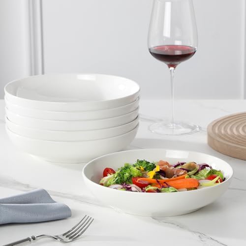 MALACASA 8.85" Large Pasta Bowls, 42 OZ Wide Shallow Salad Bowls