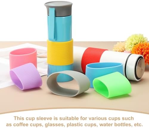 uxcell Silicone Coffee Cup Sleeve, 2 Pcs, Black