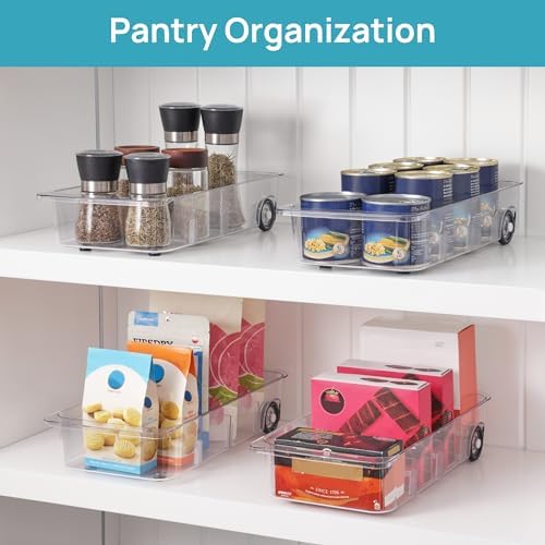 Vtopmart Fridge Organizer Bins on Wheels, Clear Roll Out Drawer