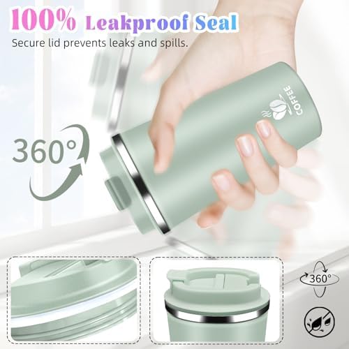 17oz Insulated Travel Coffee Mug with Flip Lid – Leakproof Stainless