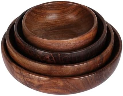 Wooden Salad Bowls Set, Pack of 4 Handmade Mixing Bowls for Home and