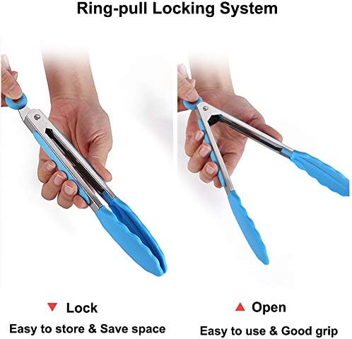 7 Inch Silicone Tongs Set, 5 Pieces