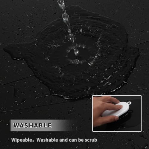 Black Placemats Set of 4 wipeable Washable Wipe Clean Rectangle Table