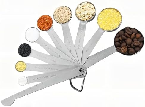 Measuring Cups and Spoons Set, 18/8 Stainless Steel Measuring Cups and