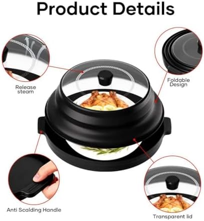 2 in 1 Microwave Splatter Cover for Food with Anti-scald Base Plate