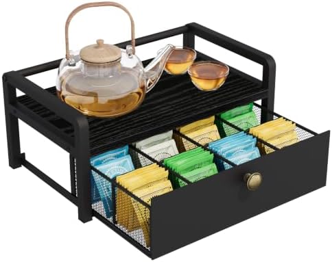 YINMIT Tea Bag Organizer Box, Tea Bag Holder with 8-Compartment Drawer