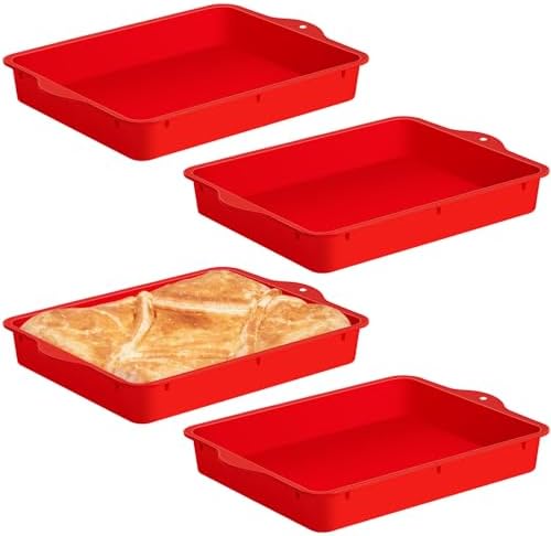 Geetery Set of 4 Silicone Square Cake Pan Silicone Brownie Pan