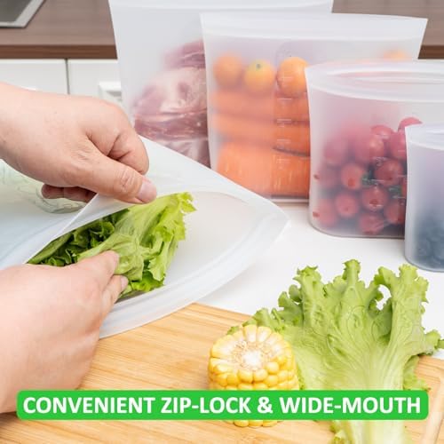 Silicone Reusable Food Bags, Family Storage Set, 10 Pack, 100%