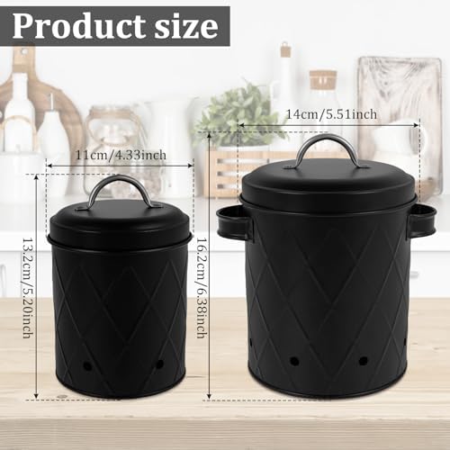 2Pcs Onion Storage Canisters, 2 Sizes Potato Storage Bins, Carbon