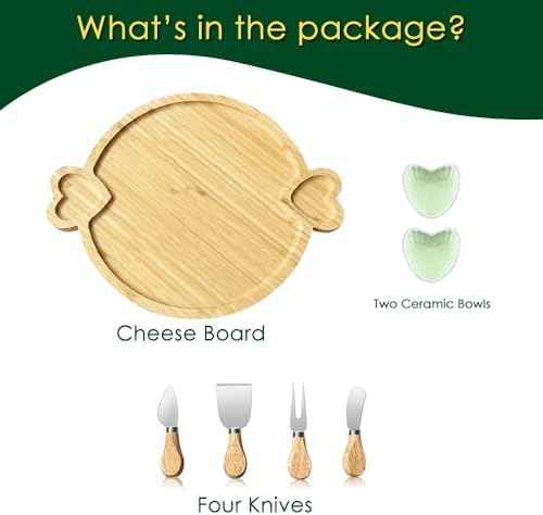 Charcuterie Boards,Cute Bamboo Cheese Board,House Warming Gifts New Home,Wedding Bridal Shower Gift,Valentine Birthday Mother's Day for Women Mom,Round Meat Fruit Serving Tray Platter
