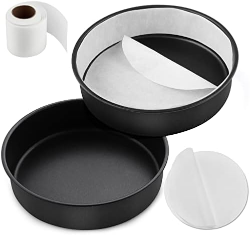 E-far 8 Inch Cake Pans Set of 2, Nonstick Small Cake Pans & Parchment