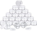 SATINIOR 24 Pcs Clear Plastic Jars with White Lids, 4 oz Wide-Mouth