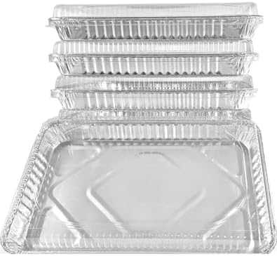 PROPAC & SEAL 1/4 Size Sheet Cake Aluminum Foil Pan w/Clear Low Dome