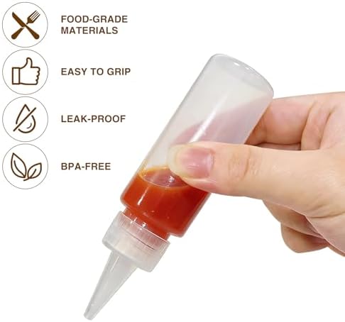 36 Pcs 2 oz Small Plastic Squeeze Condiment Bottles with Red Tip