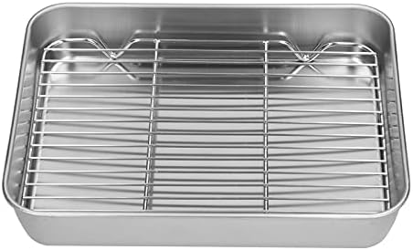 AUNMAS Roasting Pan with Rack, 9.25x6.9Inch Stainless Steel