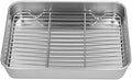 AUNMAS Roasting Pan with Rack, 9.25x6.9Inch Stainless Steel