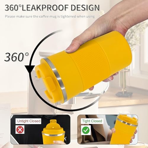 Insulated Travel Coffee Mug, Stainless Steel Coffee Cup with Leakproof