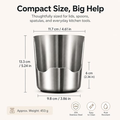 304 Stainless Steel Kitchen Utensil Holder, Pot Lid & Spoon Rest