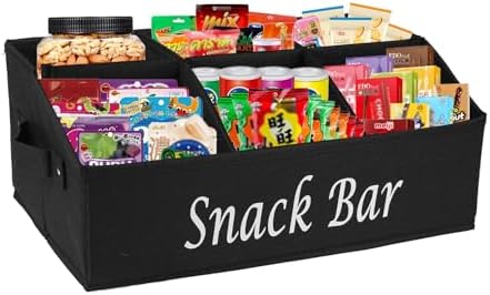 Countertop Fabric Snack Organizer, 6 Compartments, Black