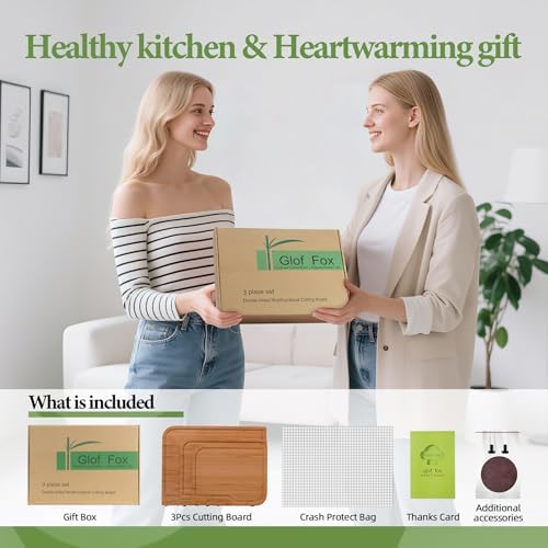 Golffox Wood Cutting Board Set, Bamboo Chopping & Charcuterie for