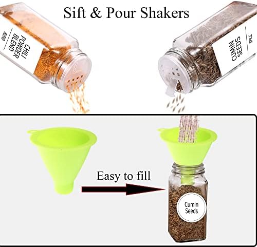 SWOMMOLY 24 Pcs Spice Jars with Labels, 4 oz Glass Jars with Bamboo