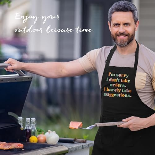 Funny Apron with Pockets for Women Men, Sarcastic Quote I'm Sorry I