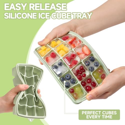 4 Pack Silicone Ice Cube Trays, Easy Release Ice Trays for Freezer