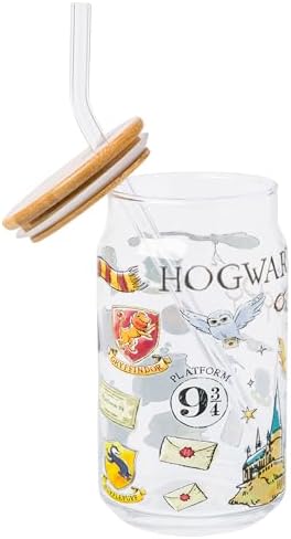 Silver Buffalo Harry Potter Gryffindor Hedwig, Glass Tumbler, 16oz