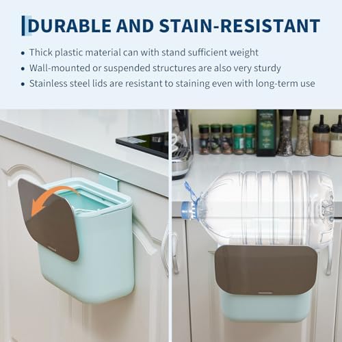1.85 gal Hanging Kitchen Compost Bin with Lid, Stainless Steel
