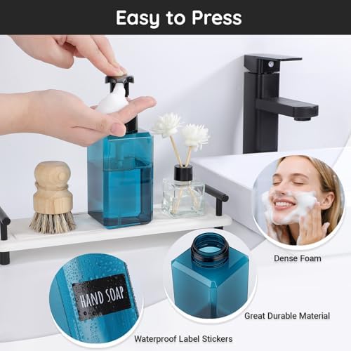 Segbeauty Plastic Square Foam Pump Bottle Refillable 15.2oz, 2pcs