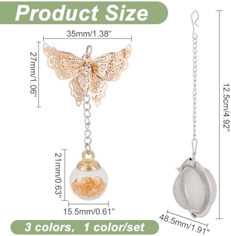 UNICRAFTALE 3 Sets Round Loose Tea Strainer Butterfly Shaped Stainless