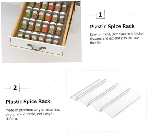 Acrylic Spice Rack Organizer, Expandable Tiered Drawer Insert Shelf