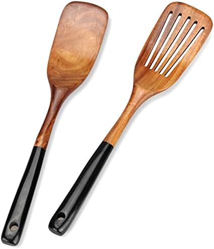 Wooden Spatula Set for Cooking Spoon Non Toxic Teak Kitchen Utensils