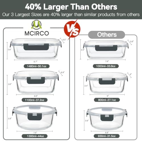 M MCIRCO 30 Piece Glass Food Storage Containers with Lids