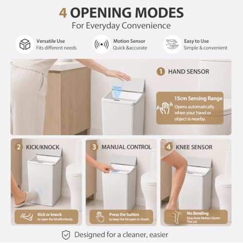 4 Gal Slim Motion Sensor Bathroom Trash Can