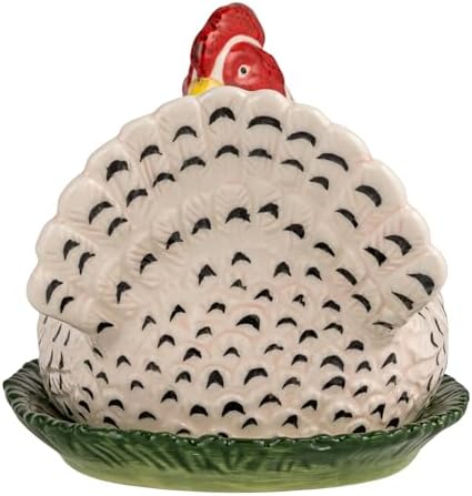 Creative Co-Op Stoneware Vintage Reproduction Hen Shaped Butter Dish