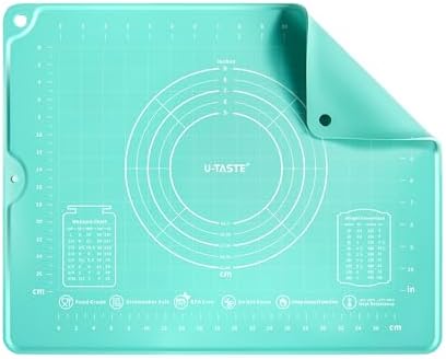 U-Taste Silicone Pastry Mat, Dough Rolling Baking Sheet, 16"x20", Aqua