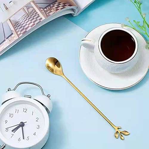 Long Handle Ice Tea Spoons Set Ice Cream Leaf Spoon Stainless Steel Cocktail - Image 4