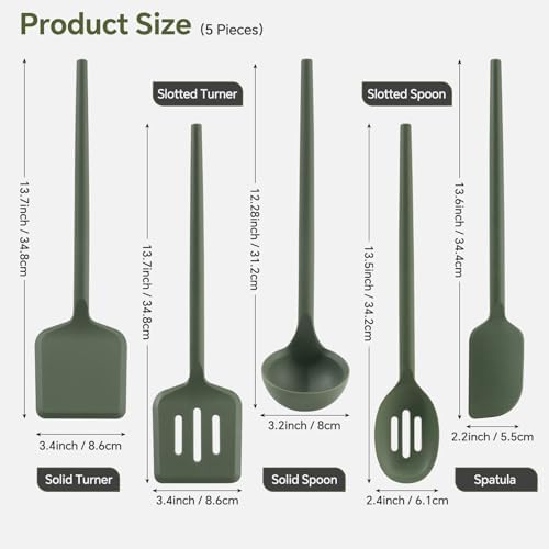 5-Piece Silicone Kitchen Utensil Set, Extra Long