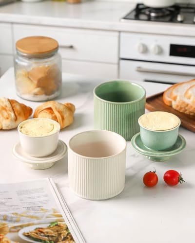 French Butter Dish with Lid for Countertop, Ceramic Butter Crock with