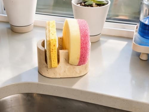 Italy Travertine 2-Slot Sponge Holder for Kitchen Sink