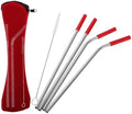 Stainless Steel Metal Drinking Straws Set with Cleaning Brush Case