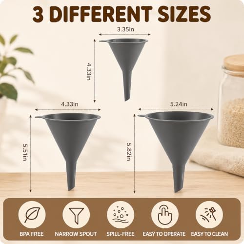 Kitchen Funnels for Kitchen Use Filling Bottles with Clean Brush, Set