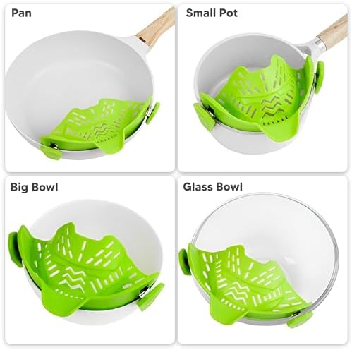 Clip On Strainer, Pot Strainer for Pasta, Vegetables, Fruit and Meat