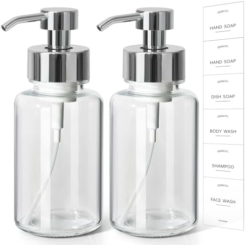 Foaming Soap Dispenser, 14.1 oz 2 Pack Glass