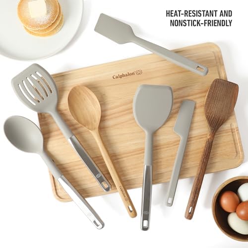 Calphalon Prime Silicone and Teak Wood Tool Set, 7-Piece