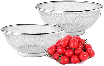 2 Pack Stainless Steel Mesh Colander Kitchen Fine Mesh Strainer Bowl