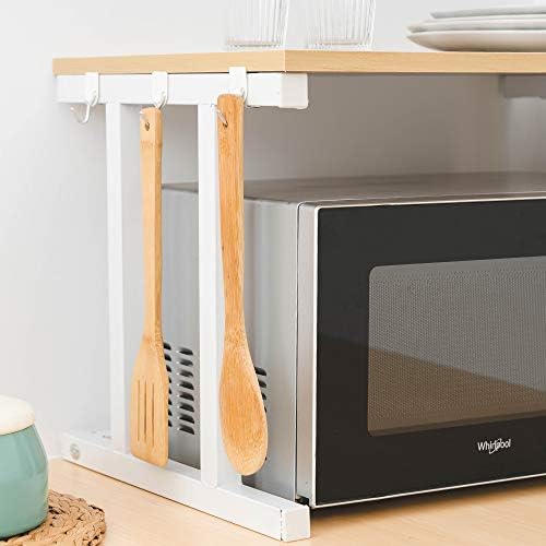 2-Tier Wooden Microwave Oven Rack, White