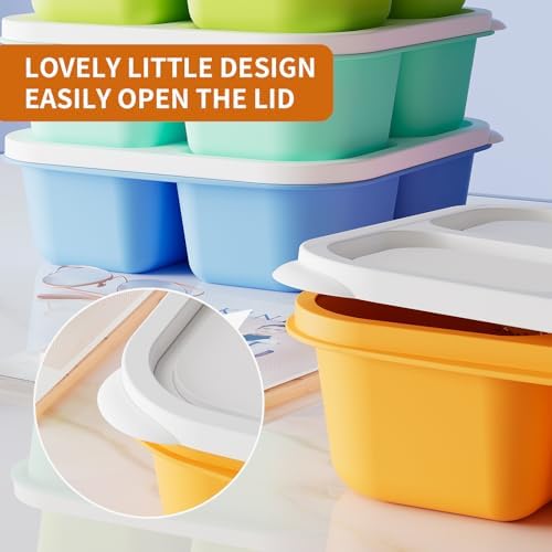 KEMETHY 6 Pcs Bento Snack Containers, Reusable 4 Compartment Food
