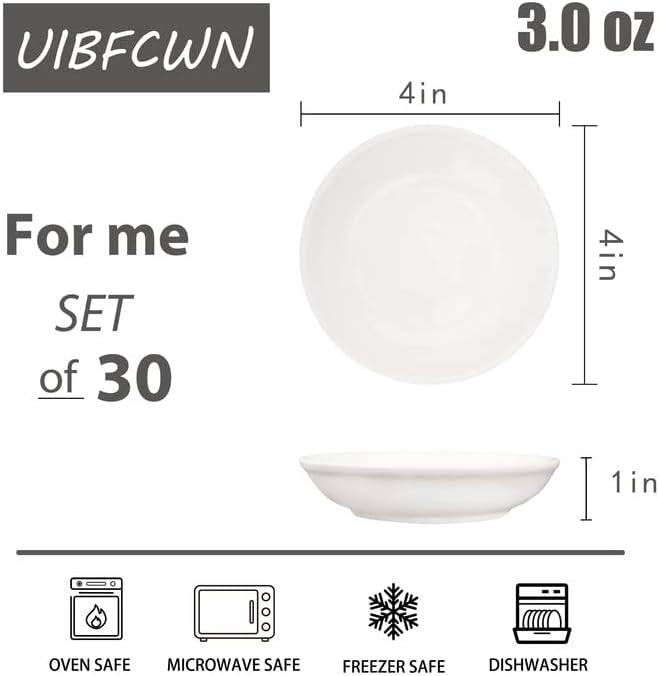 UIBFCWN 3 Oz Ceramic Dipping Bowls, Soy Sauce Dishes Set of 30